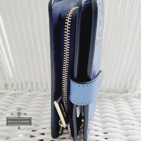 AUTHENTIC New Kate Spade Staci Medium Compartment Bifold Butterfly Wallet Blue - Picture 4 of 7